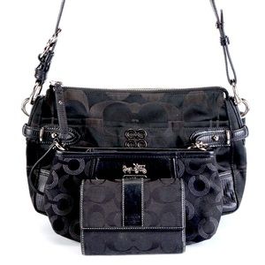 👜 Coach Colette Shoulder Bag, Wristlet & Wallet in Canvas w/ Leather Trim 👜